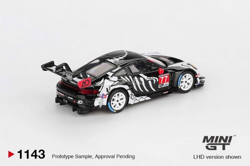 Mini GT Rexy Skeleton MGT01143 Porsche 911 GT3 R #77 AO Racing 2025 IMSA Petit Le Maán – ảnh chi tiết 2