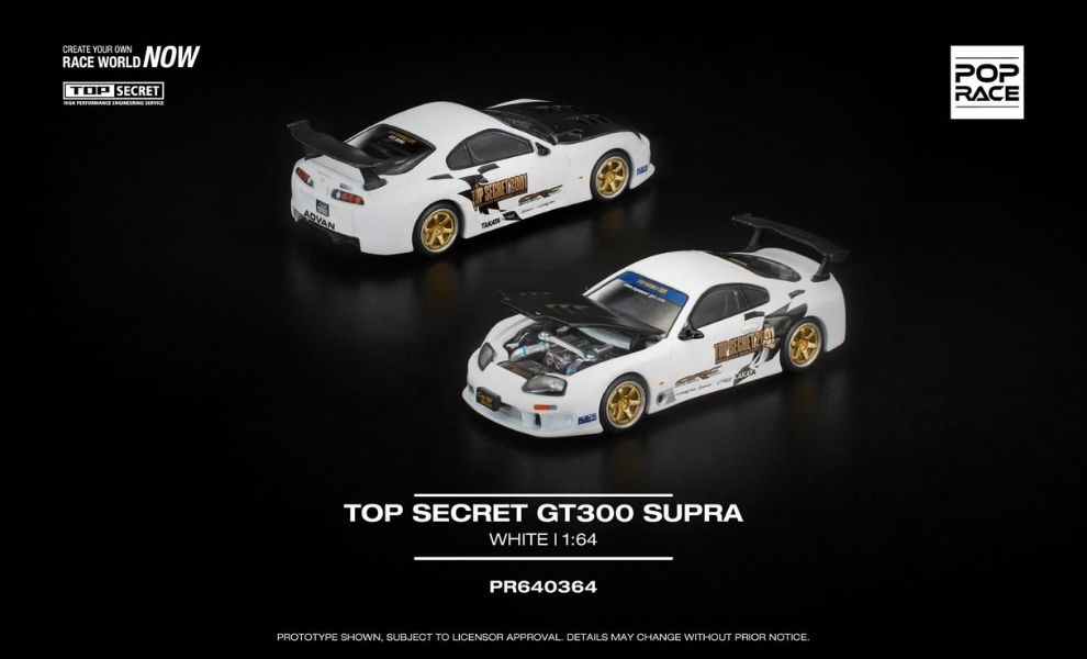 Pop Race PR640364 TOYOTA SUPRA TOP SECRET GT300  WHITE – ảnh chi tiết 2