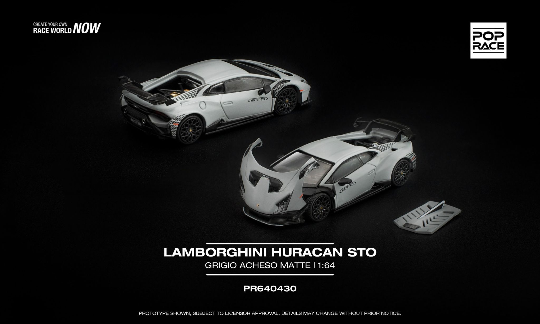 Pop Race PR640430 Lamborghini Huracan STO Version Grigio Achesi Matte – ảnh chi tiết 2