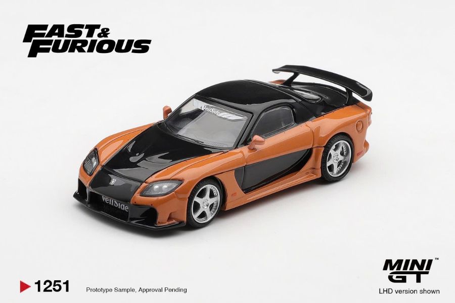 Mini GT MGT01251 Mazda RX-7 VeilSide Fortune màu cam đen, tỉ lệ 1:64