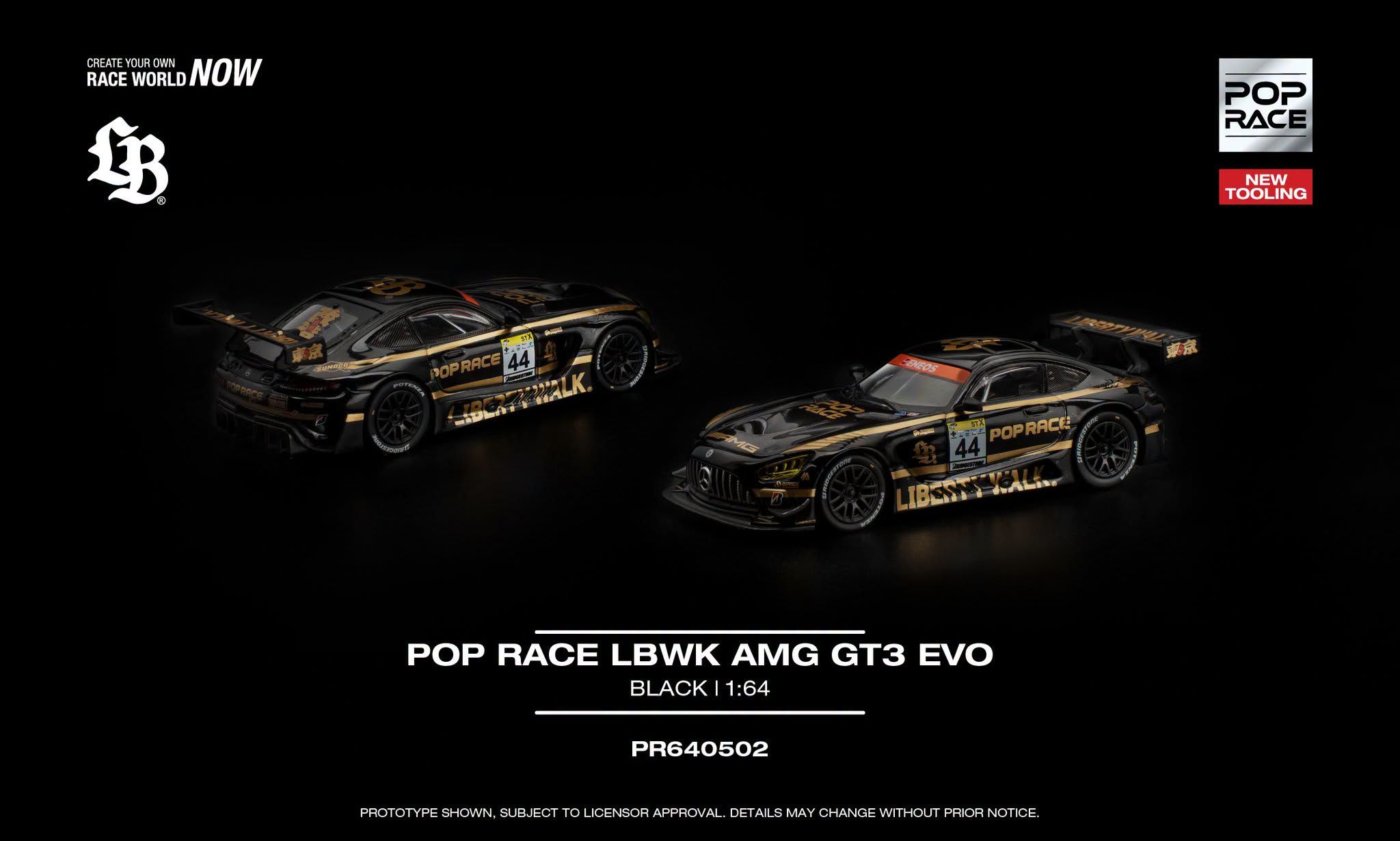 Pop Race PR640502 Pop Race LBWK AMG GT3 EVO Black – ảnh chi tiết 2