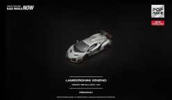 Pop Race PR640531 Lamborghini Veneno Grigio Metalluro xám bạc nhìn chéo phía trước, viền đỏ mép dưới, ảnh của hãng
