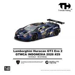 Trends Hobby TH160 241083(Q) Lamborghini Huracán GT3 EVO2 GTWCA Indonesia 2026 #29 1:64, ảnh giới thiệu của hãng, góc trước